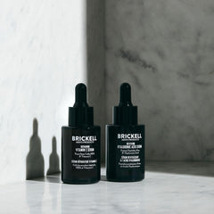 Brickell Daily Anti-Aging Night Serum bottle indicating overnight care for refreshed morning appearance