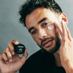 Brickell Men's Complete Defense Vitamin C Day & Night Serum bottle for brightening daily care.