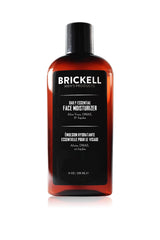 Brickell Men's Daily Essential Face Moisturizer bottle closeup for oil-free hydration.