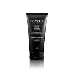 Brickell Men's Hair Glue bottle showing all-day hold for textured styles