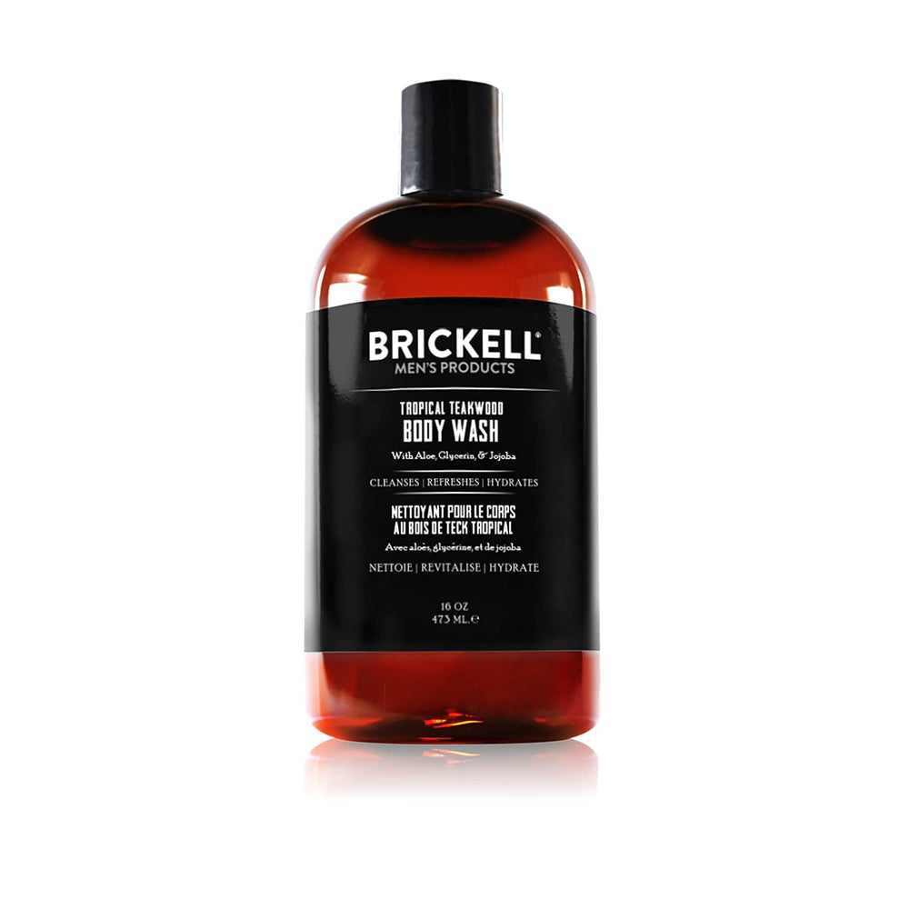 Brickell Men's Invigorating Body Wash bottle front view for a refreshing morning routine.