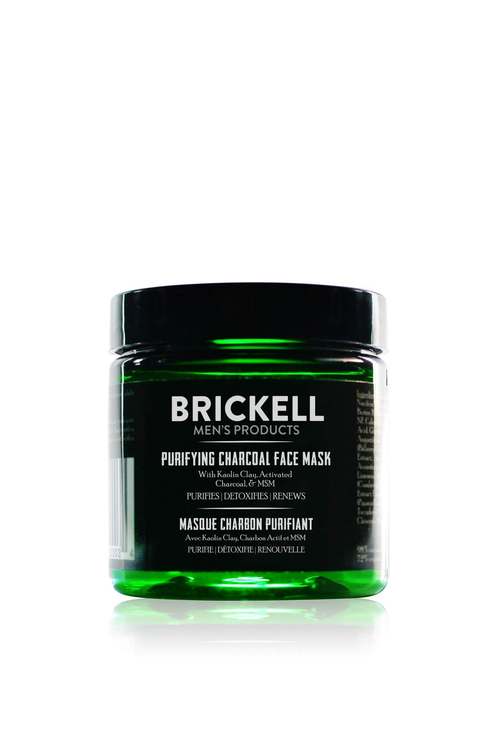 Brickell Men's Purifying Charcoal Face Mask jar ready for detox pores.