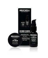 Brickell Men's Restoring Eye Routine serum-application aids hydration for a refreshed under-eye appearance.