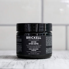 Brickell Men's Smooth Finish peel application scene highlights routine-friendly skin rejuvenation