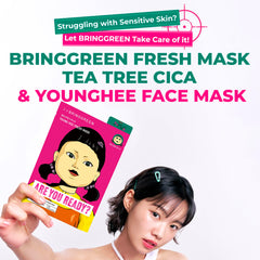 BRING GREEN Squid Game edition Younghee mask packet adds playful vibes with gentle hydration.