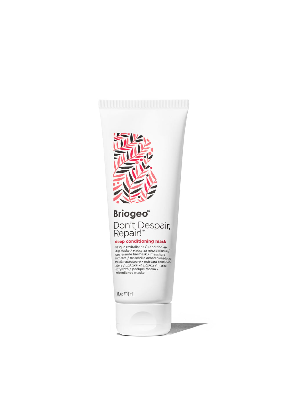 Briogeo Don't Despair, Repair! bottle shows creamy deep-conditioning formula for dry hair repair.