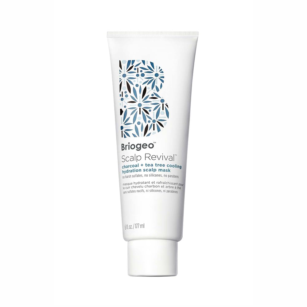Briogeo Scalp Revival bottle demonstrates cooling hydration for a refreshed scalp.