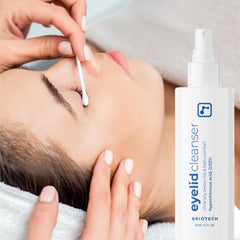 BRIOTECH Eyelid Cleanser eyelid application with 2-3 sprays per lid.