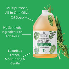 Brittanie's Thyme castile foam on hands emphasizes gentle cleansing for sensitive skin.