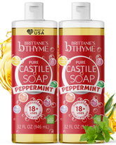 Brittanie's Thyme Pure Castile Peppermint bottle 32oz for body and home cleaning.