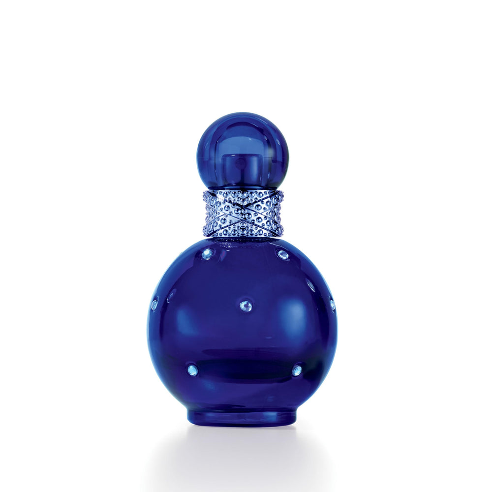 Britney Spears Midnight Fantasy bottle closeup showcases seductive fruit notes for evening allure