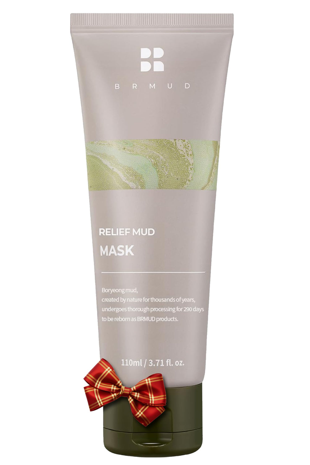 BRMUD Relief Mud Mask shows whipped-cream texture for gentle deep cleansing.
