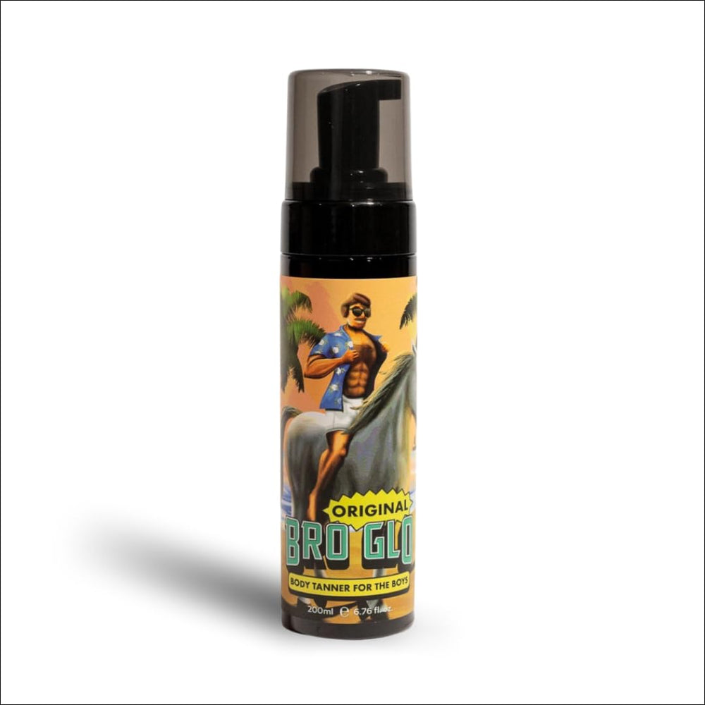 Bro Glo self-tanner foam applies smoothly on the face for a natural look.