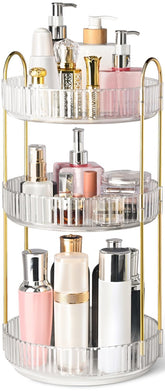 Brothersbox 360° rotation makeup organizer assembly shows easy access to cosmetics.