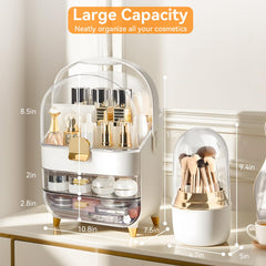 Brothersbox makeup organizer rose gold dustproof lid shields contents while keeping visibility clear
