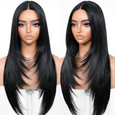 BrownBomb black wear-and-go wig front view showing natural layered silhouette for everyday style
