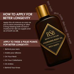 Brown Sugar Babe Rich Aunty Oil application scene on forearm.