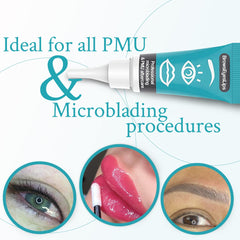 Brows Eyes Lips aftercare application demonstrates rice-sized amount for safe use
