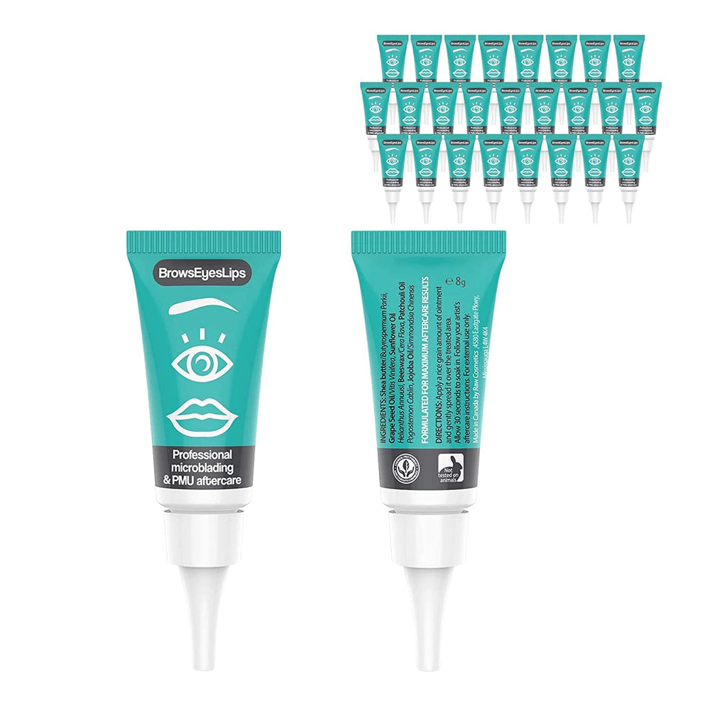 Brows Eyes Lips ointment tube closeup showing hygienic packaging for aftercare