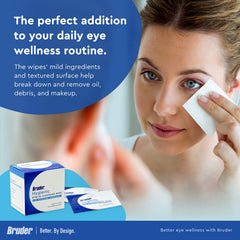 Bruder Eyelid Wipes application glide demonstrates effortless oil and debris removal.