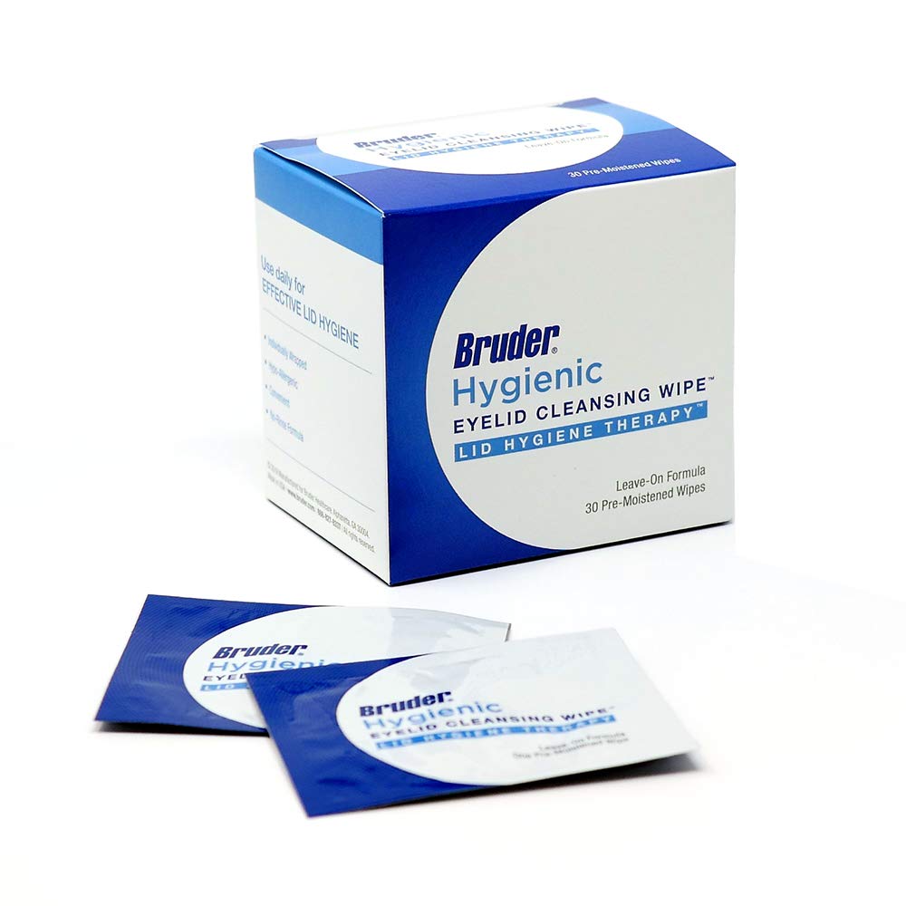 Bruder Hygienic Eyelid Cleansing Wipes box for quick, gentle eye cleansing.