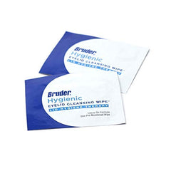Bruder Hygienic Eyelid Cleansing Wipes pack open shows ready-to-use wipes for on-the-go eye care.