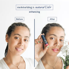Brush On Block SPF30 lip oil closeup applying with brush for easy wear