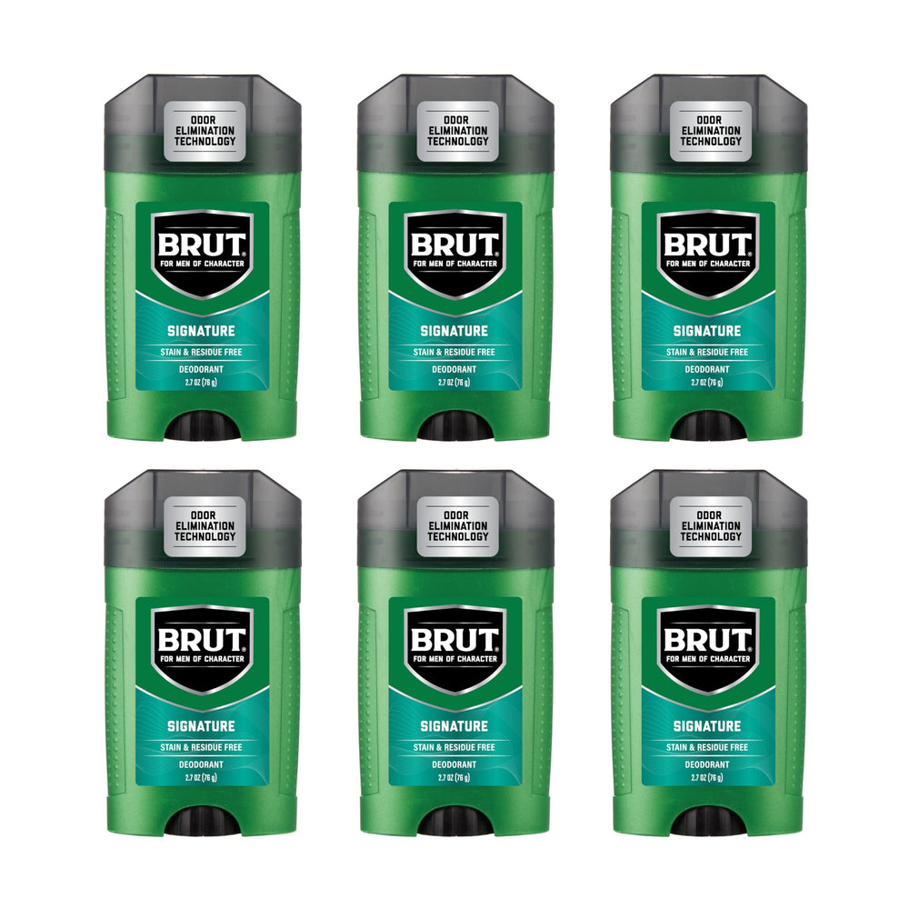 Brut Signature deodorant bottle displaying classic fragrance for all-day confidence
