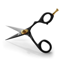 BRV MEN professional mustache and beard scissors in black, five-and-a-half-inch length for precise trimming.