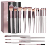 BS-MALL 18-piece makeup brush set in black case for on-the-go touch-ups.