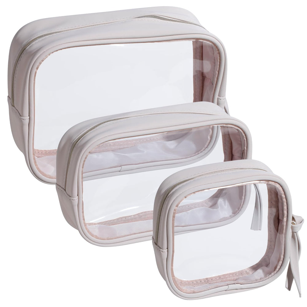 BS-MALL clear toiletry bag with brushes neatly organized for quick access on trips.