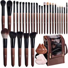 BS-MALL professional makeup brush set 28 pcs for complete coverage and travel-ready convenience.
