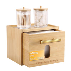 BSSN disposable face towel holder bamboo container keeps towels neatly organized for daily routines.