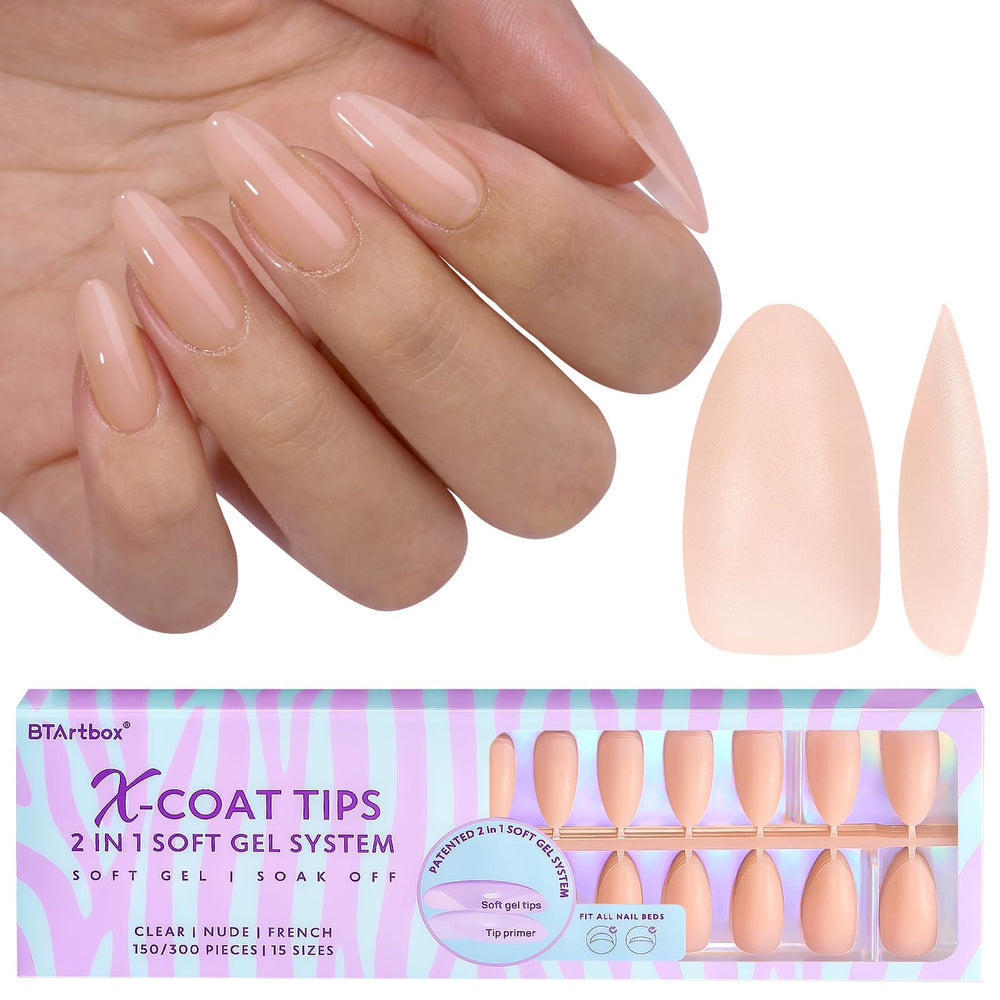 BTArtbox Almond Press On Nails natural look for seamless everyday wear