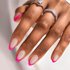 BTArtbox French tip press-on nails almond hot pink deliver salon-like nails in minutes