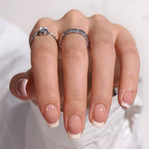 BTArtbox French tip press-on nails short with seamless-fit closeup