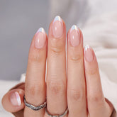 BTArtbox French Tip nails almond white short natural look and quick wear.