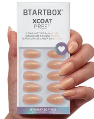 BTArtbox Glow Mates short sparkly almond nails for natural daily wear