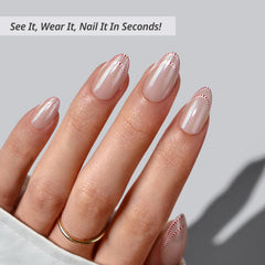 BTArtbox Peppermint Kiss nails in white pink short almond shade