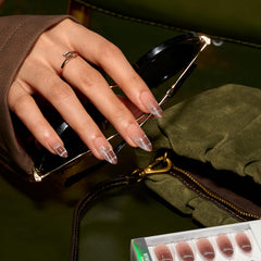 BTArtbox press-on almond nails with gel glue shown for quick, salon-quality at-home manicures.