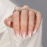 BTArtbox almond nude press on nails closeup shows natural gel finish for salon look