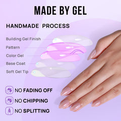 BTArtbox almond nude nails glue included for seamless attachment