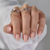 BTArtbox press-on nails almond short gold foil pack offers minimalist shimmer for everyday elegance.