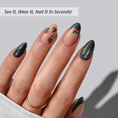 BTArtbox holly hypnotic glitter French tip nails; sparkly finish for festive evenings