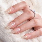 BTArtbox press on nails almond glazed donut close-up shows glossy salon-like finish