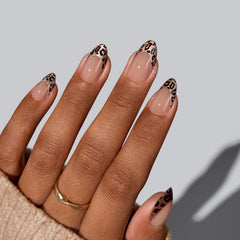 BTArtbox leopard almond nails kit with glue and file, ready for events.