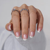 BTArtbox press-on nails with white French tip and chrome glaze for instant salon-like shine