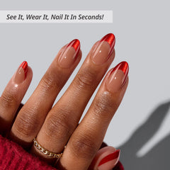 BTArtbox Red Cat Eye nails under lamp-curable finish for bold, shimmering style