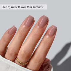 BTArtbox taro nude squoval nails on hand demonstrate a seamless blend with cuticle.