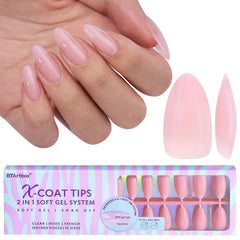 BTArtbox XCOATTIPS matte medium almond nails in pink deliver natural-looking press-on finish